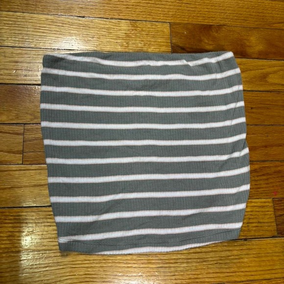 Tops - Y2K American Eagle green and white pink striped tube strapless top